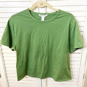 Athleta Stretchy Cotton Green Boxy T-Shirt Size Medium
